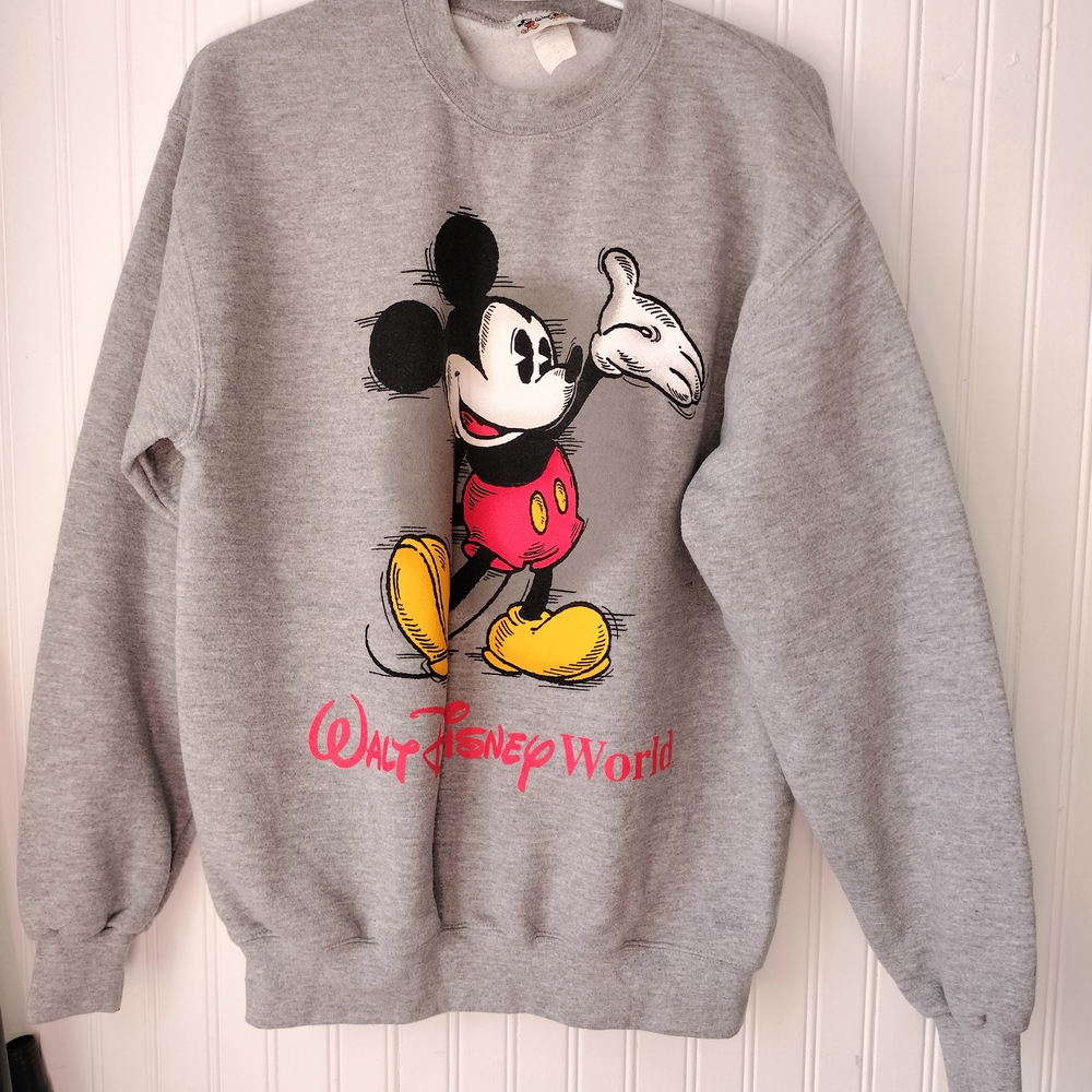 Disney Gray Mickey Mouse Crewneck Sweater Vintage 1997